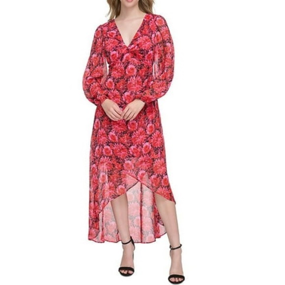 Guess Dresses & Skirts - Guess Red Floral High-Low Cocktail and Party Dress